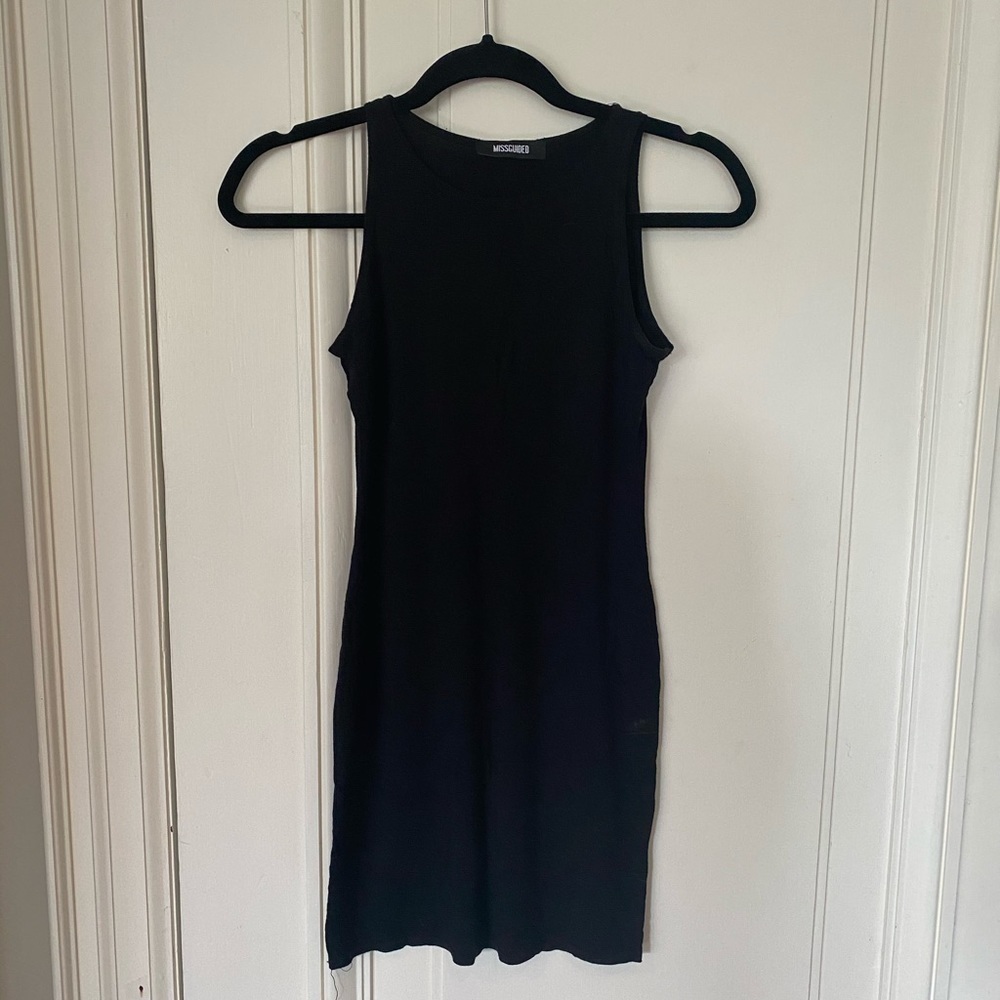 Missguided Super Soft Basic Round Neck Little Black Dress LBD - Picture 3 of 6